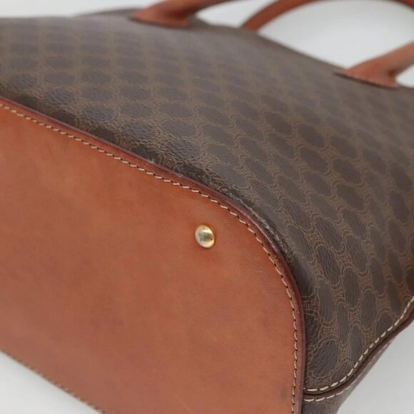 CELINE Macadam Canvas Hand Bag PVC Leather 2way Brown Gold - Picture 7 of 15